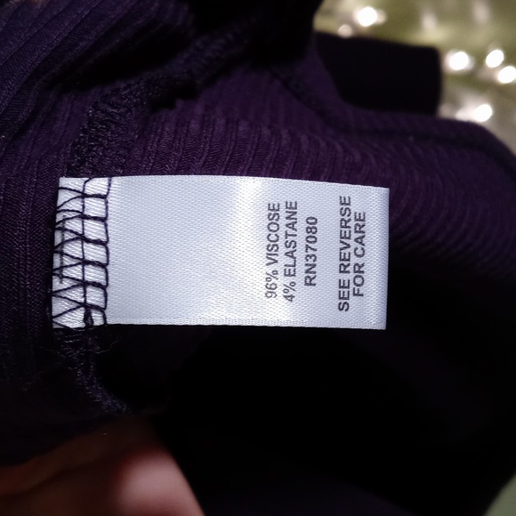 Women's navy blue ribbed viscose lace up neck wide sleeve 1X - Picture 5 of 8